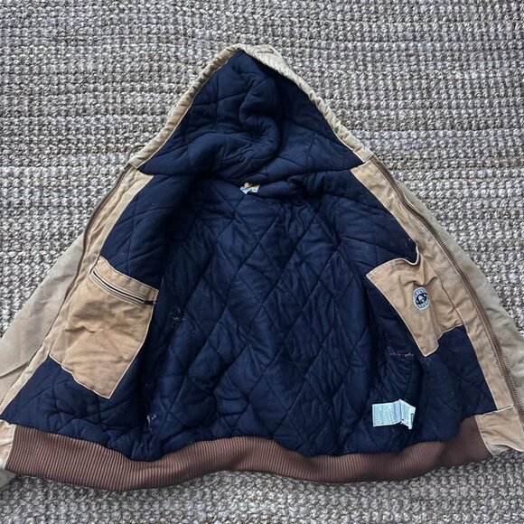 VTG Carhartt Jacket Large Sun Faded Brown Quilt Lined Union USA Made J140 BRN - Picture 3 of 10